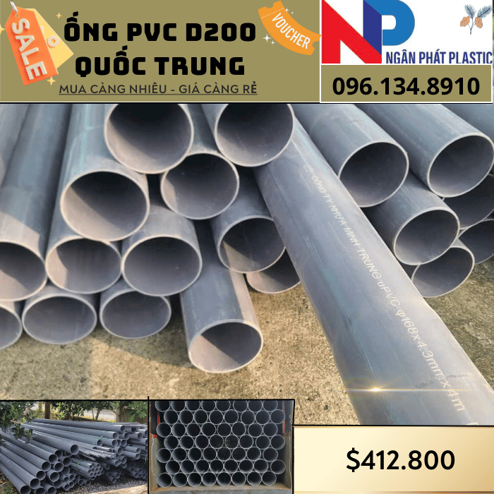 Ống Nhựa PVC D200 Quốc Trung Ống Nhựa PVC D200 Quốc Trung