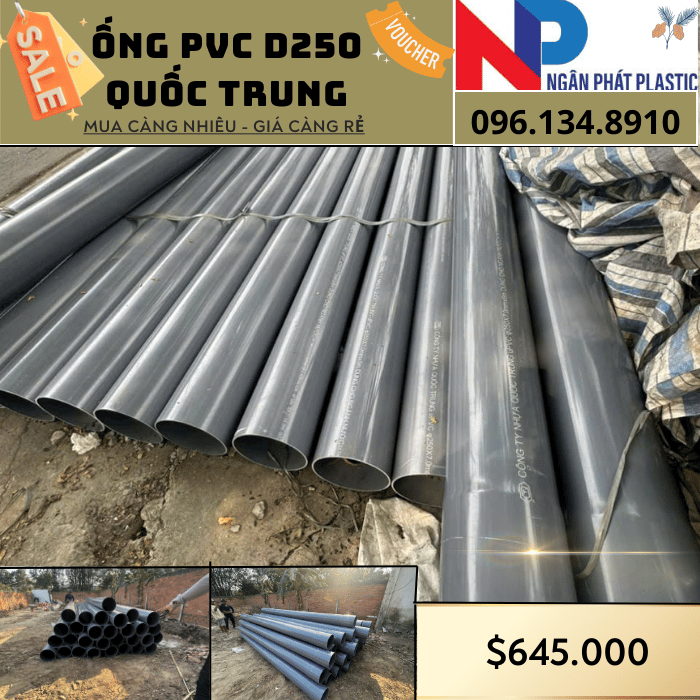 Ống Nhựa PVC D220 Quốc Trung Ống Nhựa PVC D250 Quốc Trung