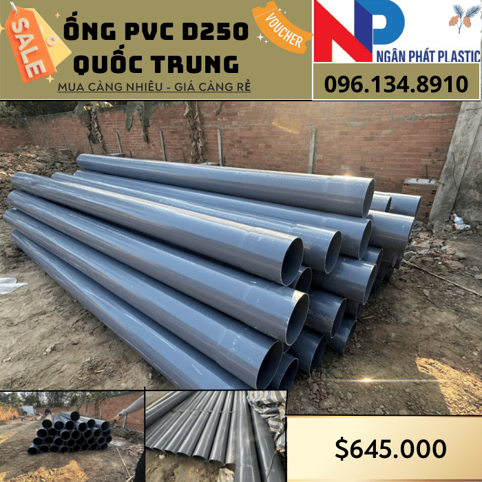 Ống Nhựa PVC D220 Quốc Trung Ống Nhựa PVC D250 Quốc Trung