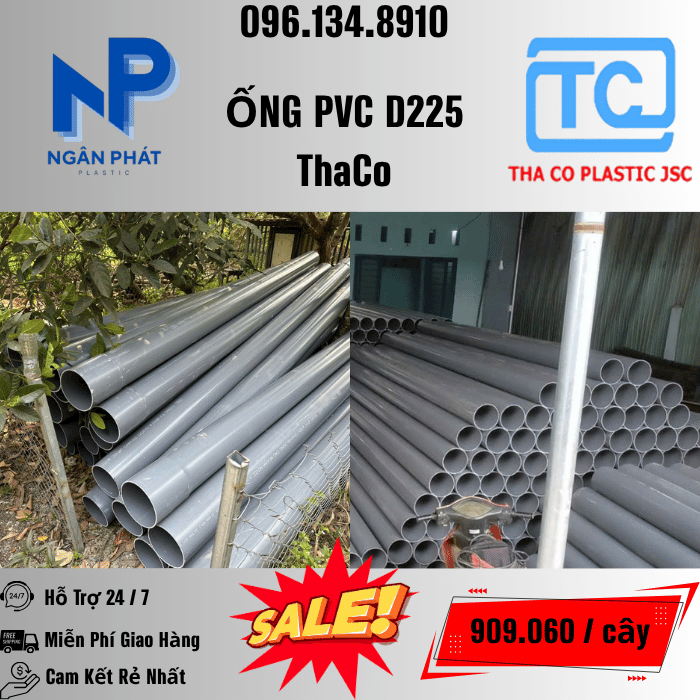 Giá Ống Nhựa 225 ThaCo Mới Nhất