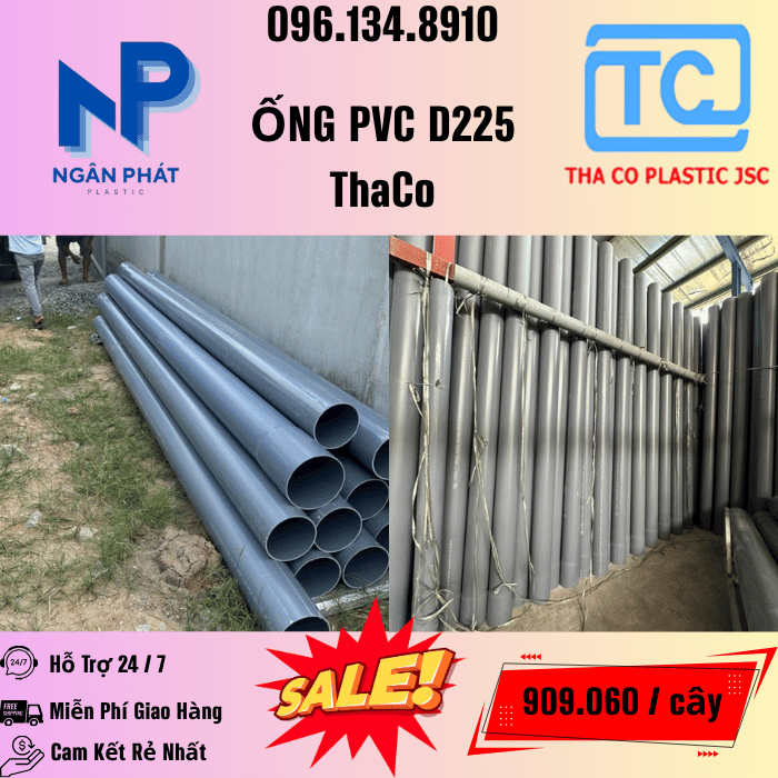 Giá Ống Nhựa 225 ThaCo Mới Nhất